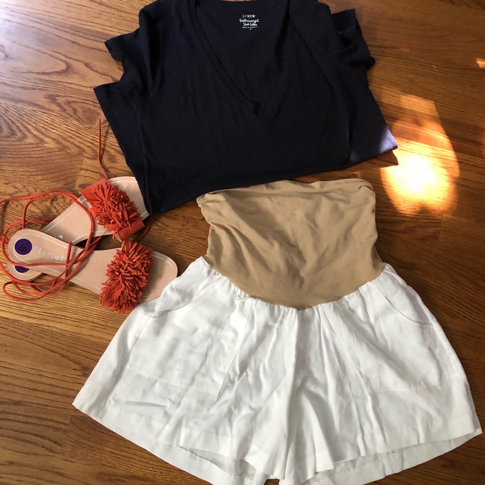 White maternity shorts. NWT